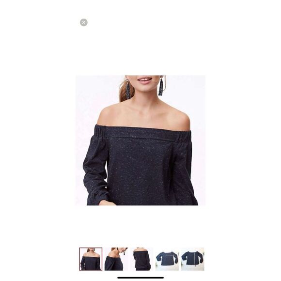 - Loft grey off the shoulder sparkle top large - Picture 1 of 7